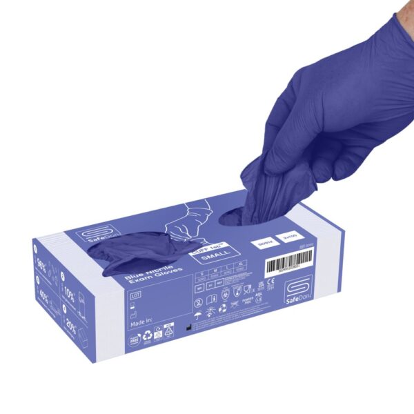 BOX 200 -SafeDon SD912 Blue Nitrile Powder Free Medical Grade Exam Gloves