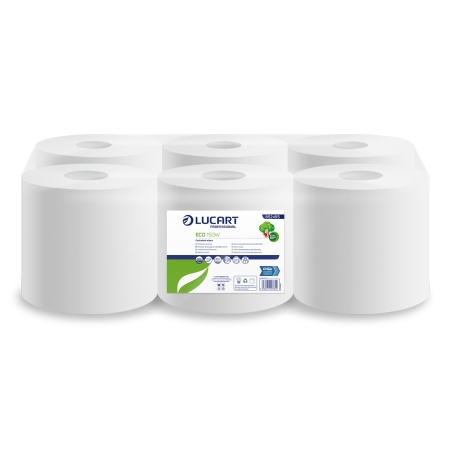 852495 - Lucart White 150m Centre Feed Roll 2 Ply Pack of 6
