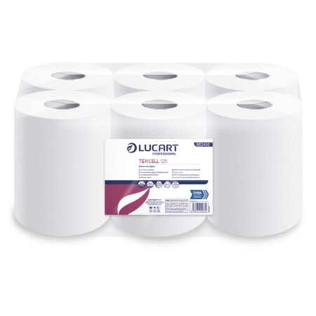 Centre Pull Wipers Texicell Airlaid125 White Centrefeed Pack of 6. Roll is 50m length 230mm width