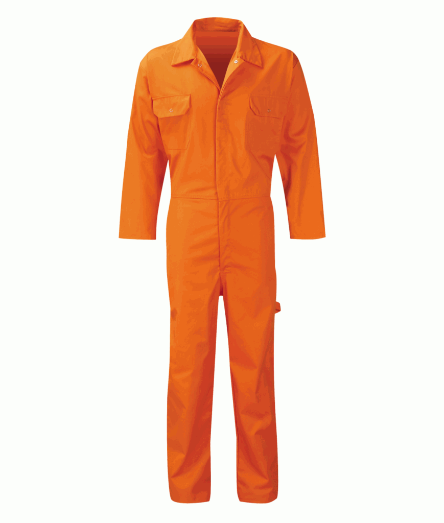 COVERALL: STUD FRONT PC205BS Colour: Navy, Royal, White, Orange, Spruce, Black