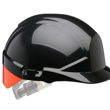 Centurion S12KSA Reflex Mid Peak Slip Ratchet Vented Safety Helmet Black with Yellow/Orange/Silver Flash - Image 2