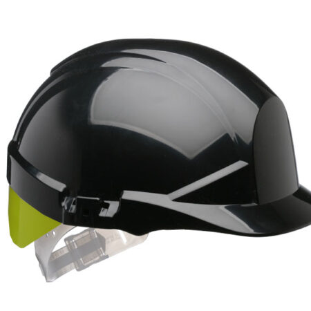 Centurion S12KSA Reflex Mid Peak Slip Ratchet Vented Safety Helmet Black with Yellow/Orange/Silver Flash - Image 4