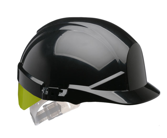 Centurion S12KSA Reflex Mid Peak Slip Ratchet Vented Safety Helmet Black with Yellow/Orange/Silver Flash