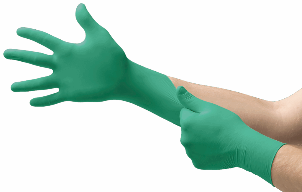 TouchNTuff® 92-500 Powdered gloves offering proven protection against hazardous chemical splashes 100 gloves
