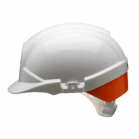 Centurion S12WHVYA Reflex Mid Peak Slip Ratchet Vented Helmet White With High Visibility Yellow/Orange/Silver Flash - Orange