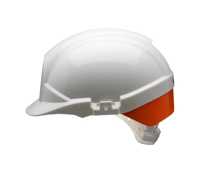 Centurion S12WHVYA Reflex Mid Peak Slip Ratchet Vented Helmet White With High Visibility Yellow/Orange/Silver Flash
