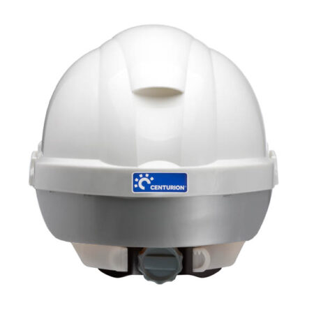 Centurion S12WHVYA Reflex Mid Peak Slip Ratchet Vented Helmet White With High Visibility Yellow/Orange/Silver Flash - Image 2