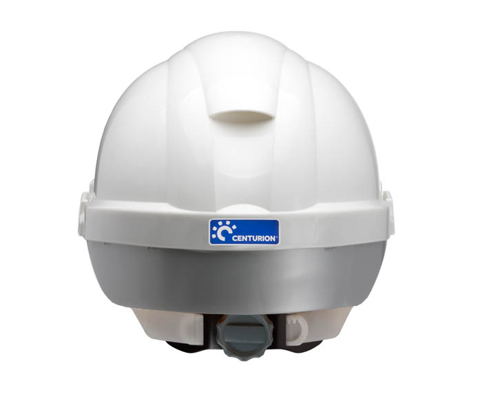 Centurion S12WHVYA Reflex Mid Peak Slip Ratchet Vented Helmet White With High Visibility Yellow/Orange/Silver Flash