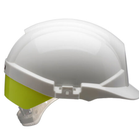 Centurion S12WHVYA Reflex Mid Peak Slip Ratchet Vented Helmet White With High Visibility Yellow/Orange/Silver Flash - Image 4