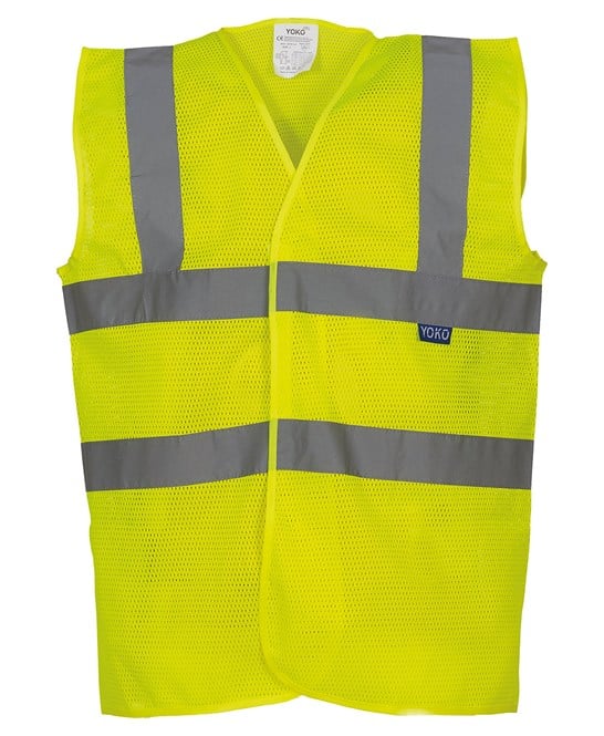 YK006 Hi-Vis Vest Top cool open mesh Waistcoat Available In Yellow, Grey, Orange & Royal