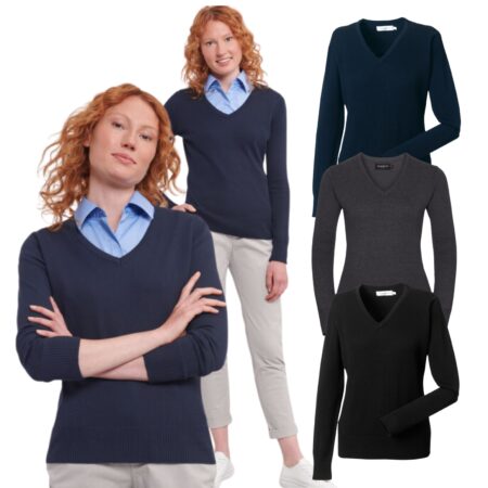 Ladies' V-Neck Knitted Pullover 710F