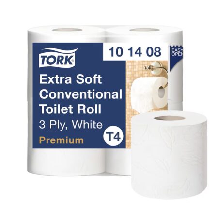 Tork® 101408 T4 Premium Extra Soft Conventional White Toilet Roll - 3 Ply, 170 Sheets per Roll, Case of 36
