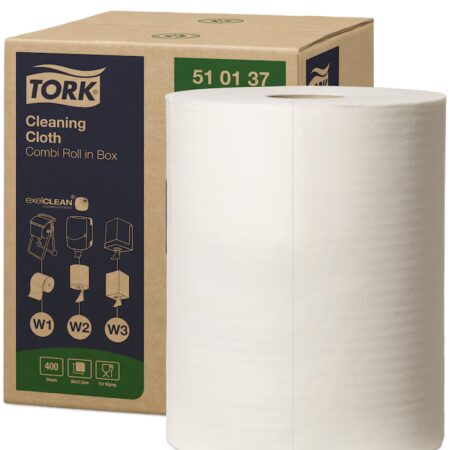 Tork® 510137 White Cleaning Cloth Roll - 400 Sheets
