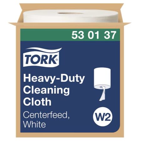 Tork® 530137 White Heavy-Duty Centrefeed Cleaning Cloth Roll - 280 Sheets