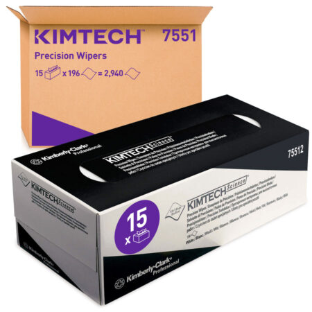 Kimtech® 7551 Science Precision Wipes - 1 Ply, White, 15 Boxes x 196 Sheets (2,940 total)