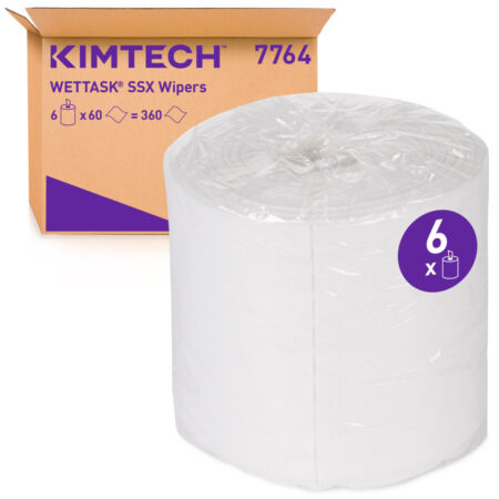 Kimtech® Wettask™ 7764 SXX Wipers – White, 60 Sheets per Refill, Case of 6