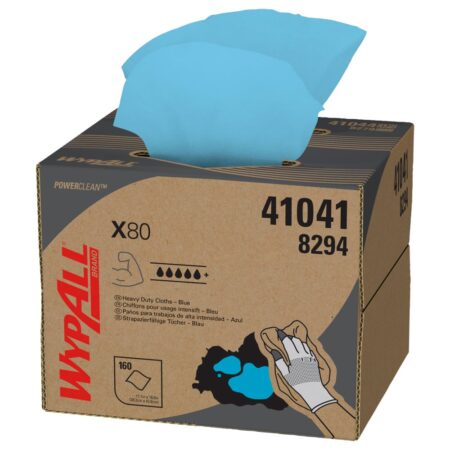 WypAll® X80 Power Clean™ 8294 Blue Absorbent Reusable Cleaning Cloths - 1 BRAG™ Box x 160 Cloths