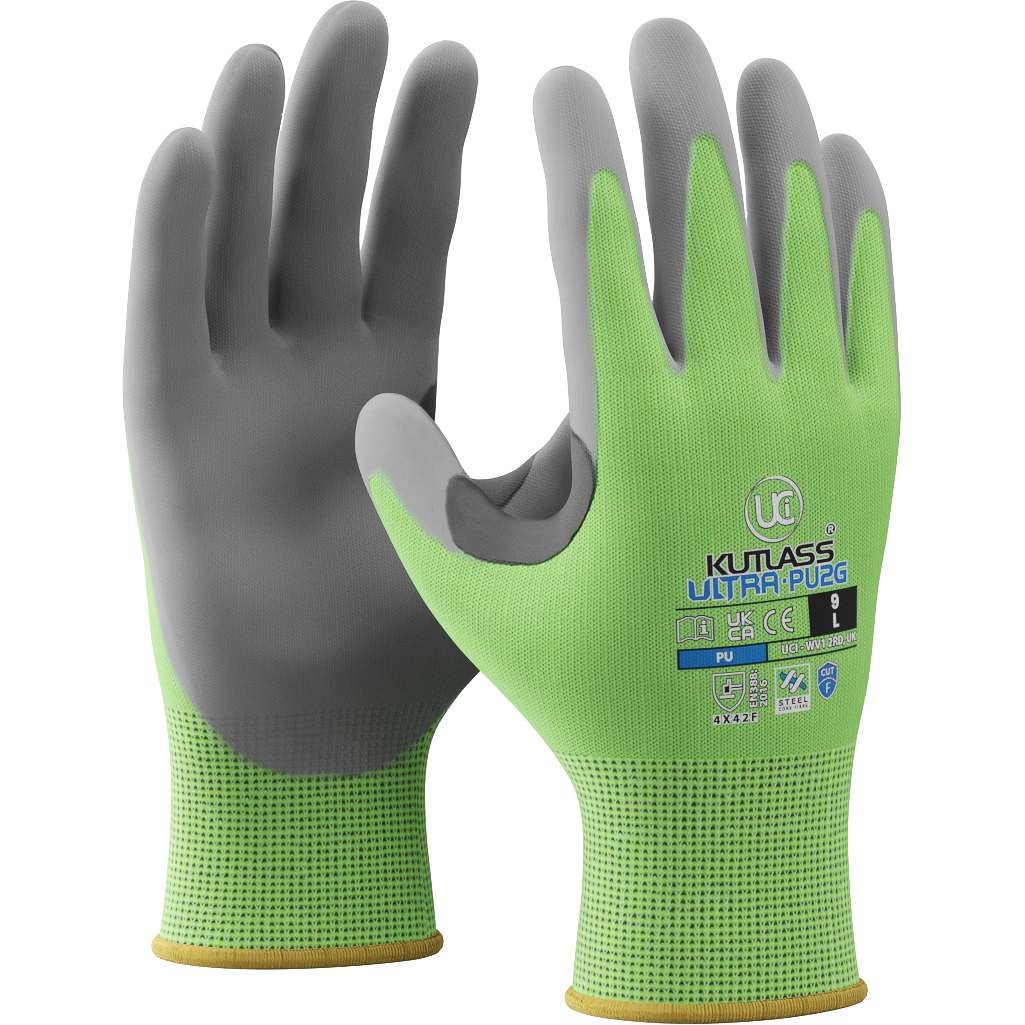 Kutlass® Ultra-PU2G - ISO Cut F PU Green & RTC™ £4.95/pair sold in packs in 10