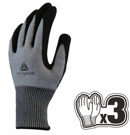 VENICUTF07 Level F cut-resistant glove, ideal for oily or aqueous environments, with good grip thanks to a granular nitrile coating Sold in 3 Pair Pack-£4.20/pair