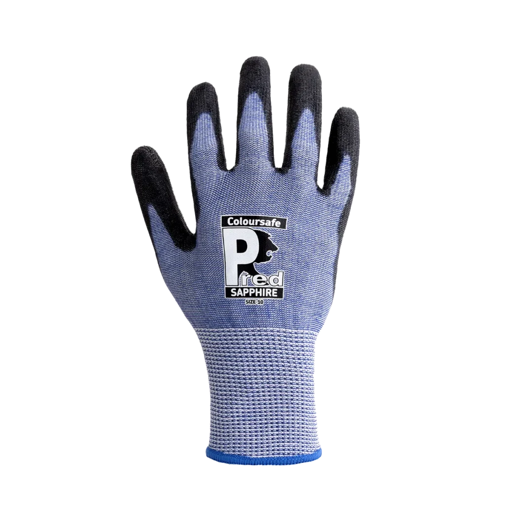 PRED13 - Pred Sapphire Cut F 13 Gauge Seamless HPPE, Steel, Polyester & Spandex Liner, (PU) palm coating