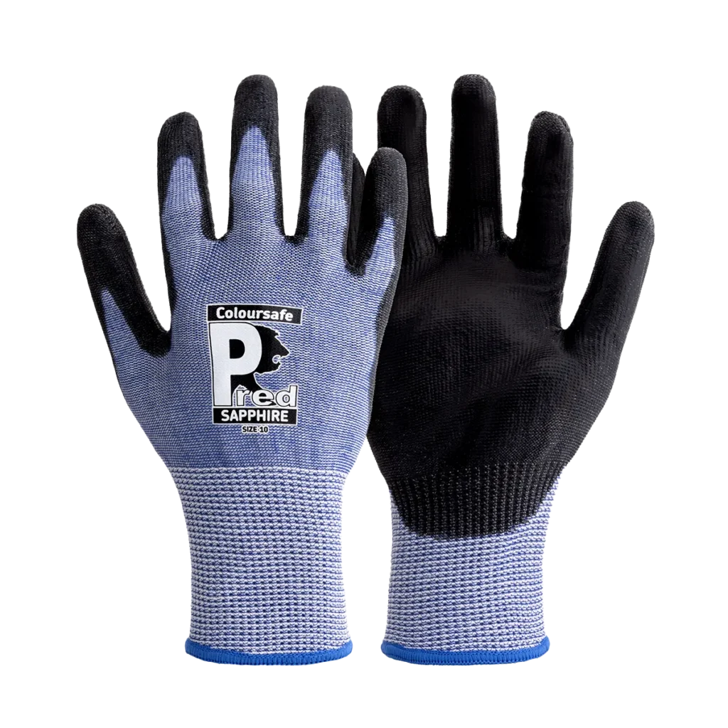 PRED13 - Pred Sapphire Cut F 13 Gauge Seamless HPPE, Steel, Polyester & Spandex Liner, (PU) palm coating