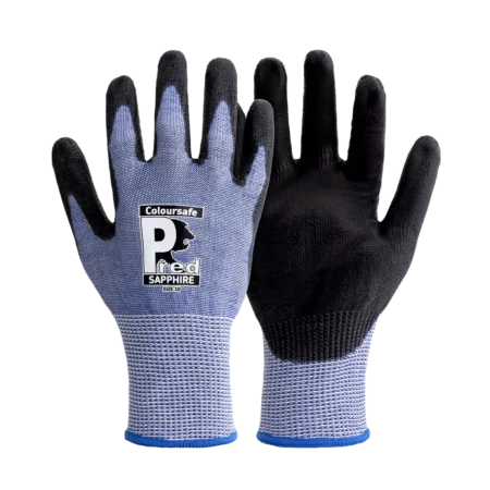 PRED13 - Pred Sapphire Cut F 13 Gauge Seamless HPPE, Steel, Polyester & Spandex Liner, (PU) palm coating
