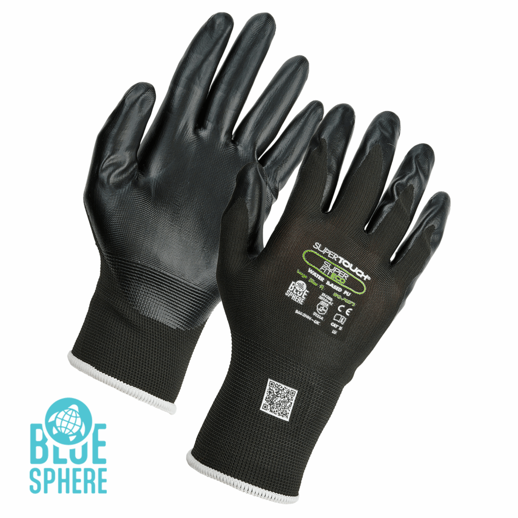 Superfit Eco PU Gloves 15 Gauge 100% Recycled yarn EN 388 levels 3-1-2-1-A