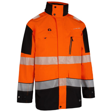 Beeswift Deltic Hi-vis Two-tone Ripstop Breathable And Waterproof Rail Jacket Orange / Black Item Code: BSDJTTORBL