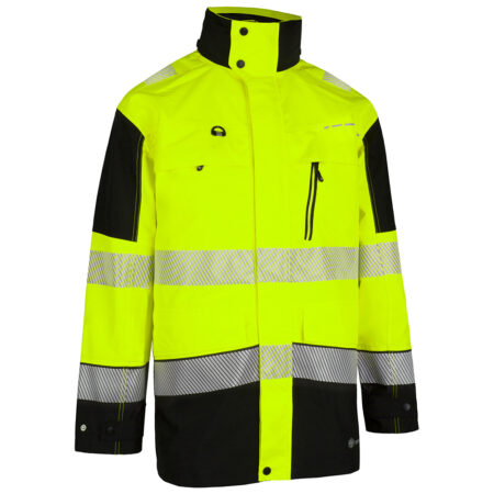 Beeswift Deltic Hi-vis Two-tone Ripstop Breathable And Waterproof Rail Jacket Saturn Yellow / Navy Item Code: BSDJTTSYN