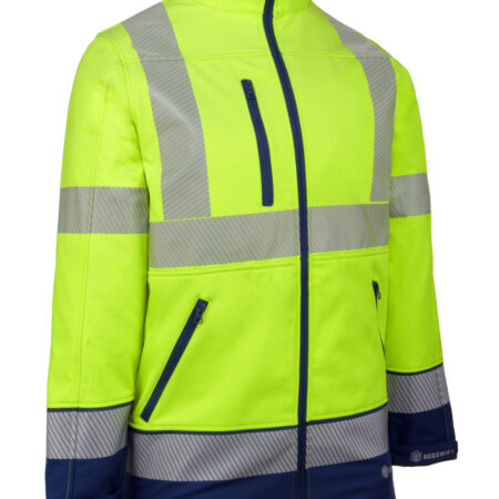 Deltic Hi-vis Two-tone Soft Shell Jacket Saturn Yellow / Royal Item Code: HVTT040SYR