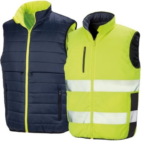 R332X Reversible soft padded gilet Yellow Reverses to navy - Image 2
