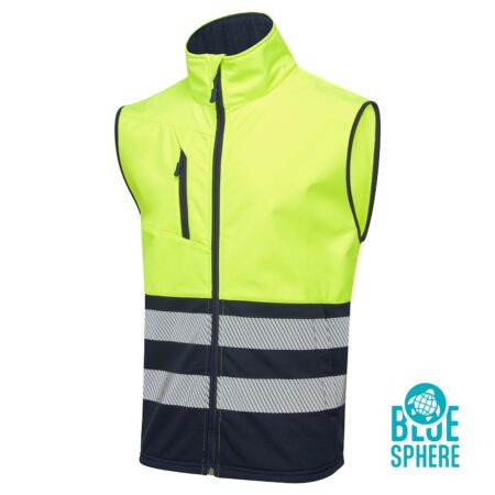 Essentials Hi Vis Eco Coolair 2 Tone Yellow/Navy Softshell Gilet-104C1