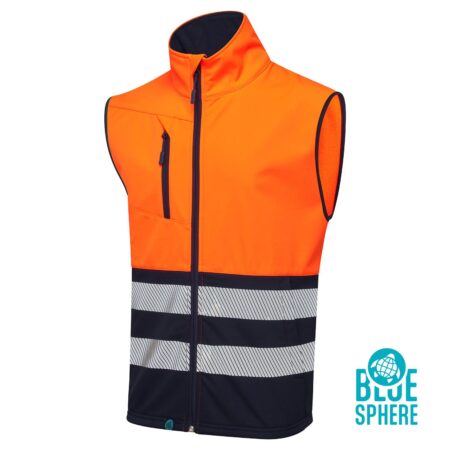 Essentials Hi Vis Eco Coolair 2 Tone Orange/Navy Softshell Gilet-104D1