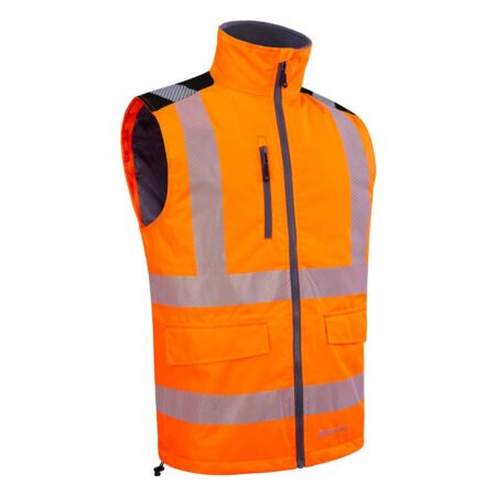 Mens Two-tone Bodywarmer Orange / Black PBWTT01ORBL-Segmented Retro-Reflective tape