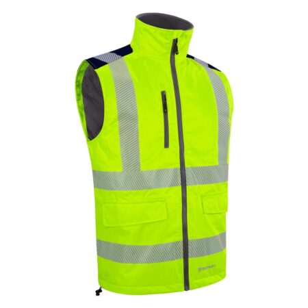 Mens Two-tone Bodywarmer Saturn Yellow / Navy  PBWTT01SYN-Segmented Retro-Reflective tape
