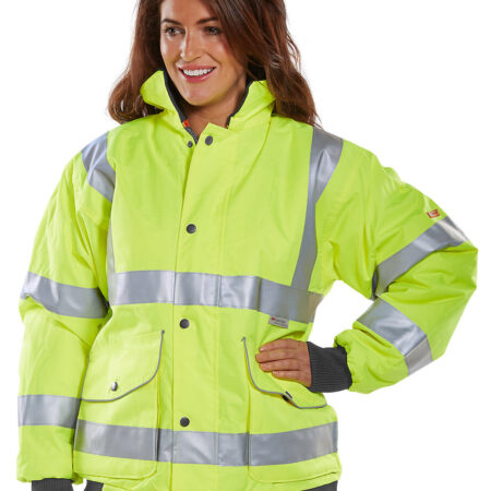 Beeswift Super Bomber Hi-vis Waterproof Jacket Saturn Yellow-Unisex