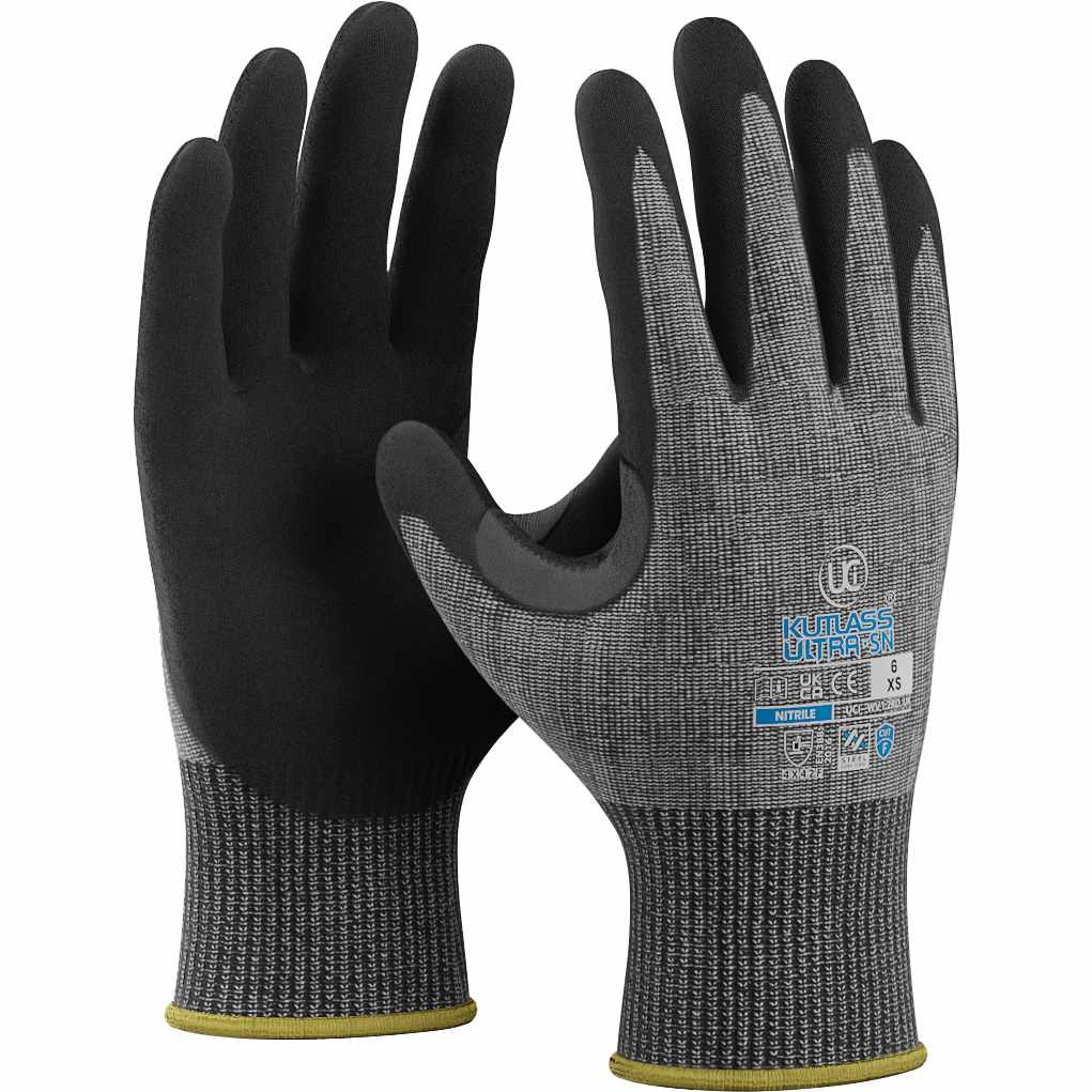 Kutlass® Ultra-SN ISO Cut F nitrile palm protection whilst remaining soft and comfortable over extended usages £4.95/pair sold in packs in 10