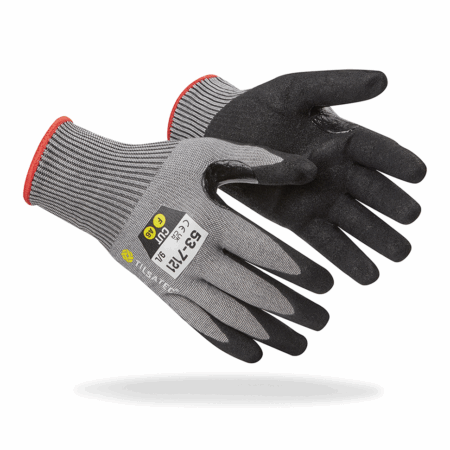 Tilsatec Medium Weight Sandy Foam Coated Glove - Grey/Black - Pair - TLC-53-7121