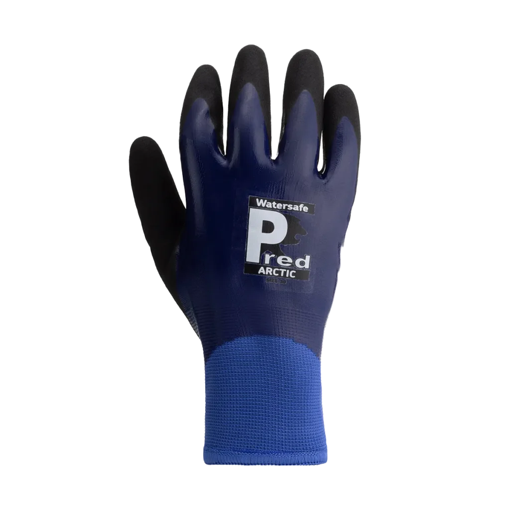 Pred Arctic Product SKU: WS5  Contact Cold Level 2-Waterproof Thermal Cut-Resistant E- Coated in Sandy Nitrile for Great Grip £3.75/pair sold in packs of 10