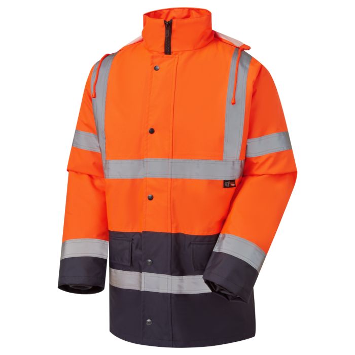 Promo Padded Parka Two Tone Orange/Navy Fluorescent Motorway 2-Tone Safety Coat