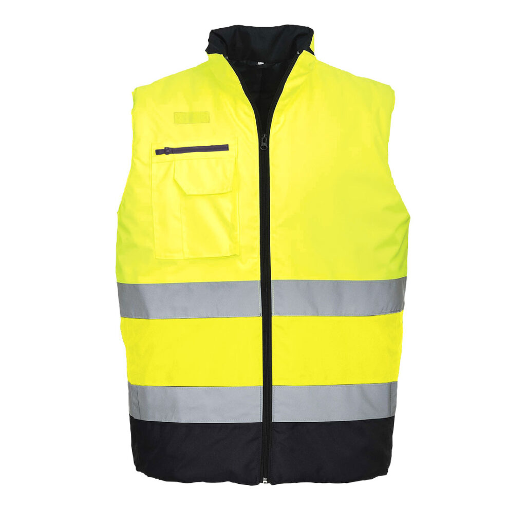 S267 - Hi-Vis Contrast Bodywarmer Yellow/Navy