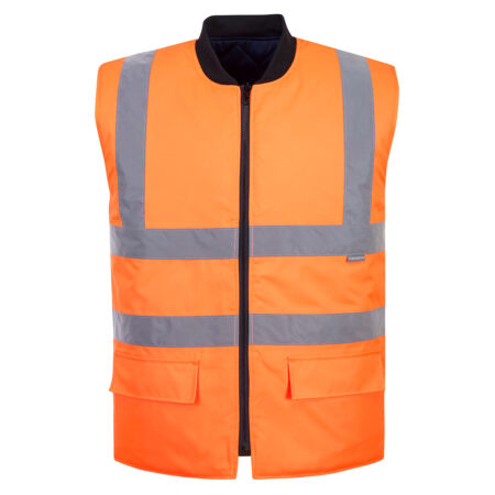 S469 - Hi-Vis Reversible Bodywarmer Yellow/Orange - Image 2