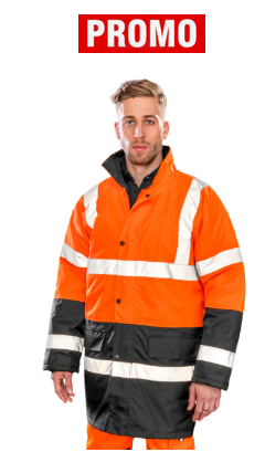 Promo Padded Parka Two Tone Orange/Navy Fluorescent Motorway 2-Tone Safety Coat