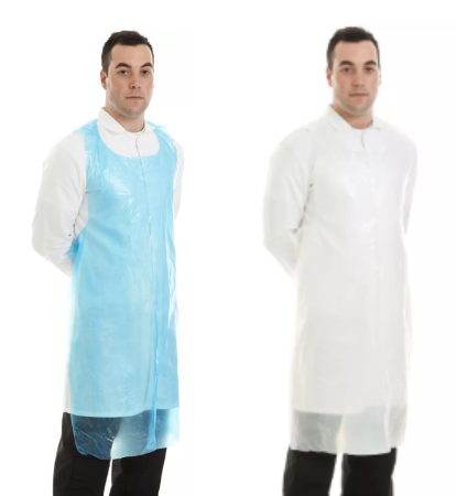 8 Micron PE Aprons White or Blue  On Roll: Pack 1000, 200 per Roll - 5 Rolls per case new code 40803 - Image 1