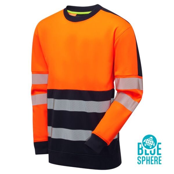 SHV-653D1-9 - Hi-Vis Eco CottonCool 2-Tone Orange/Navy Sweatshirt