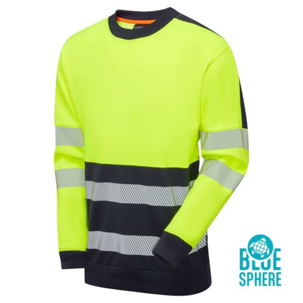 SHV-653C1-9 - Hi-Vis Eco CottonCool 2 Tone Yellow/Navy Sweatshirt