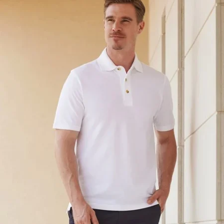 Henbury H100 Classic cotton piqué polo with stand-up collar