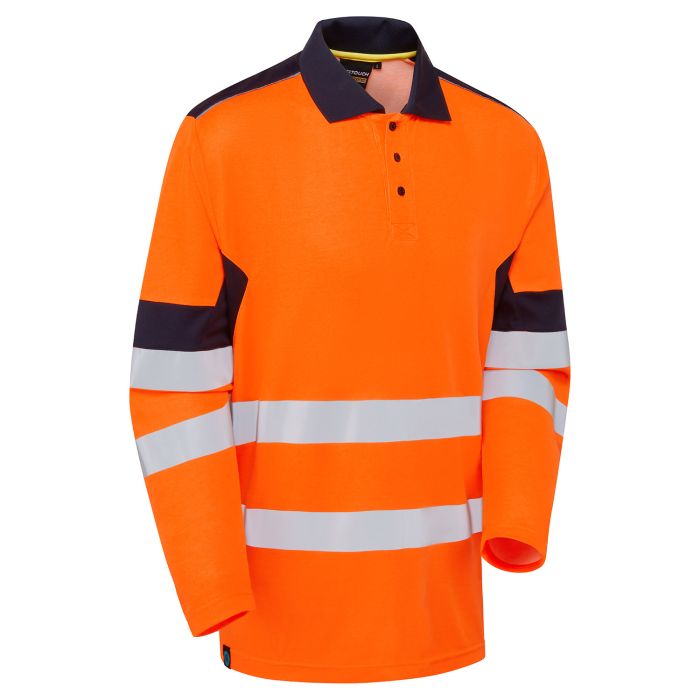 SYH-305D1-7 - Hi-Vis Eco Orange CottonCool Long Sleeve Polo