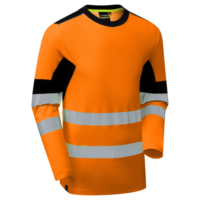 SYS602 ONS - Hi-Vis Eco Insulated Long Sleeve Cotton Cool Orange/Navy T-Shirt