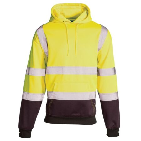 Supertouch Hi Vis Yellow 2 Tone Hooded Sweatshirt